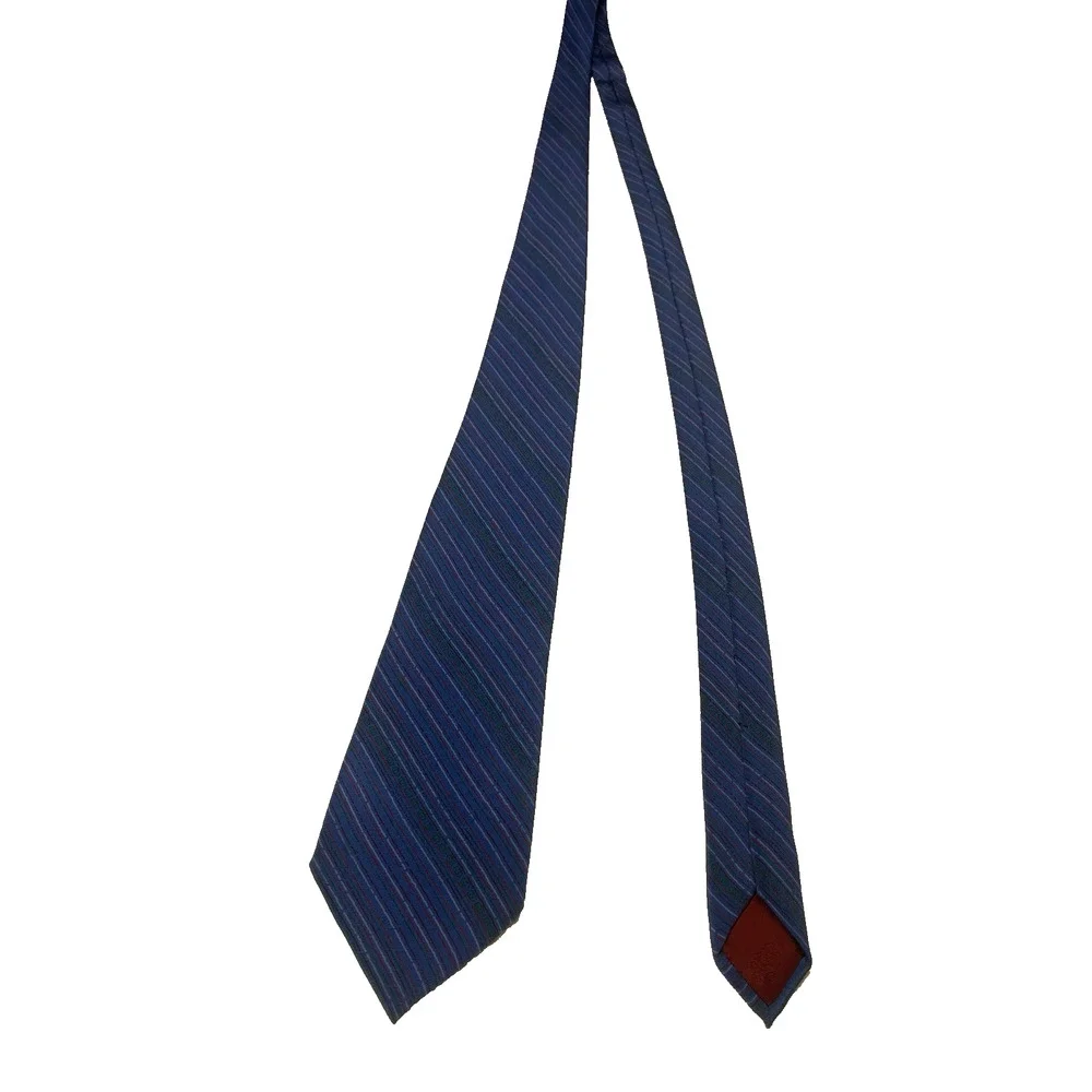 Vintage Gucci Tie 1970s Mens 100% Silk Luxury Designer Rare Blue Stripe Necktie